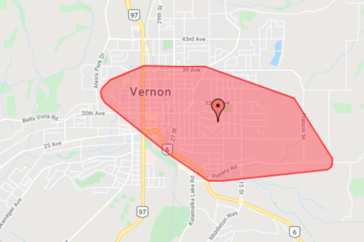 UPDATE Power restored after outage in parts of Vernon this morning