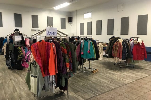 Warm clothing is being offered to victims of the White Rock Lake fire at the Killiney Community Hall Friday from 3-6 p.m. and Saturday from 11 a.m. to 2 p.m., after which the general public can come Sunday, Monday and Thursday and shop by-donation in support of fire victims. (Wendy Waters photo)