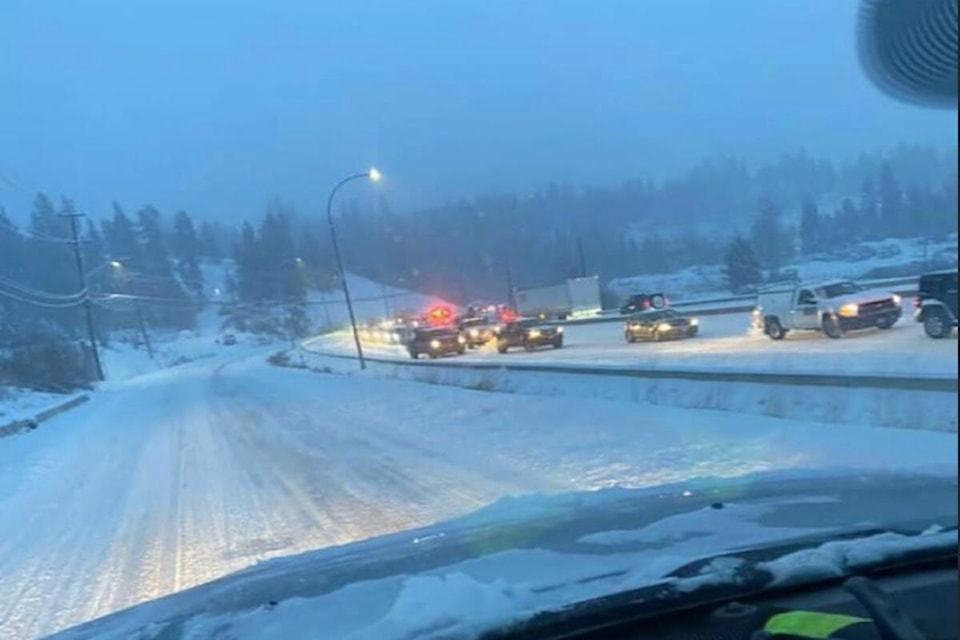 Highway between Elliot and Glenrosa Road backed up. (Carol Ryan)