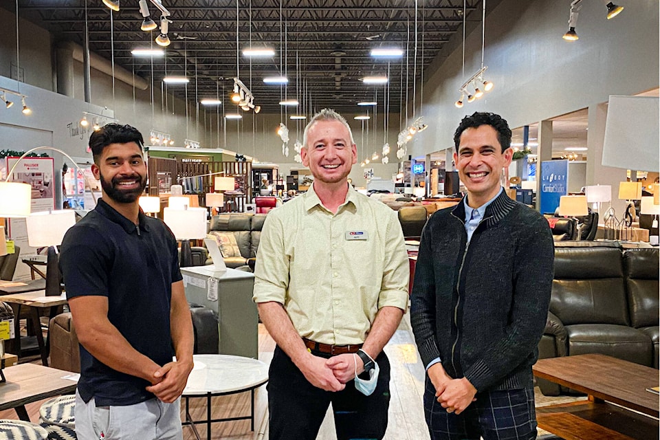 City Furniture and Appliances Vernon employees (left to right) Manpreet Singh Sidhu, Alexander Schoepp and Justin Sharma in their Vernon store. (Submitted photo)