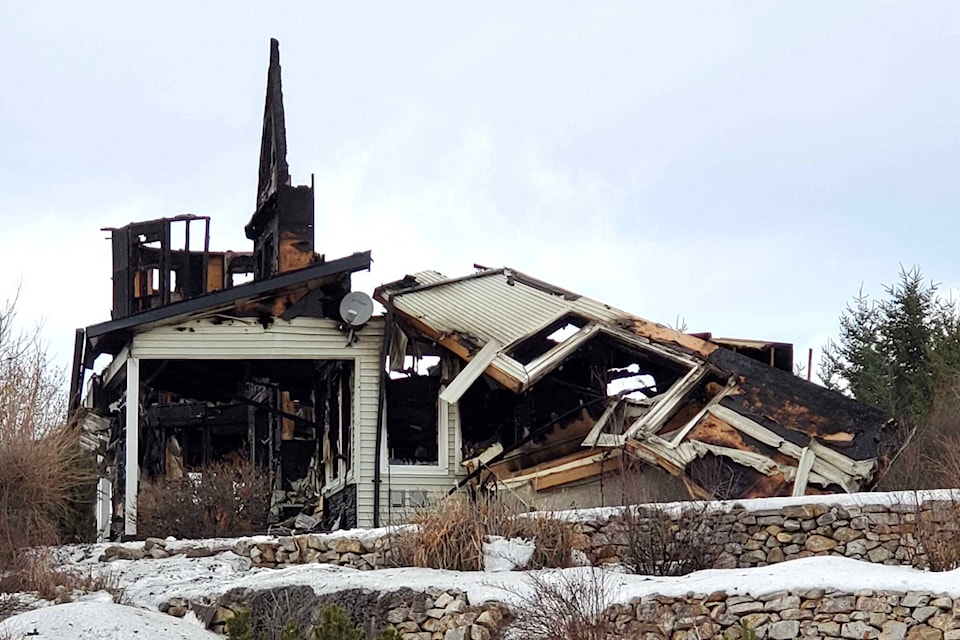 Fire destroyed a Coldstream home Friday, Jan. 14. (Roger Knox - Morning Star)