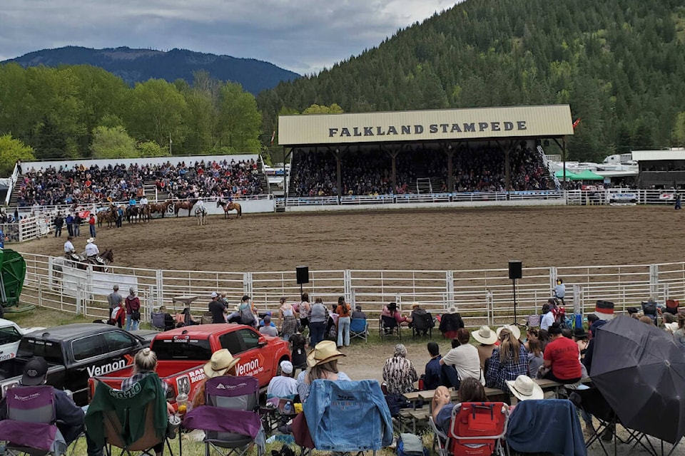 Attendance records at the 102nd Falkland Stampede were smashed on the May long weekend, as the popular North Okanagan rodeo returned after a two-year COVID break. (Roger Knox - Morning Star)