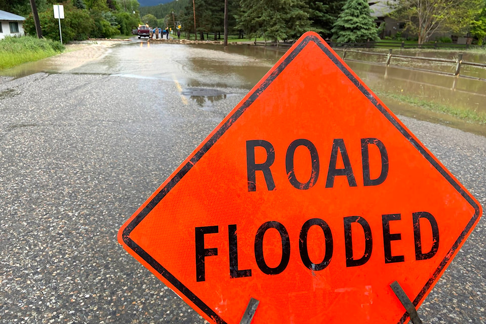 Whitevale Road is closed due to flooding. (Jennifer Smith - Morning Star)