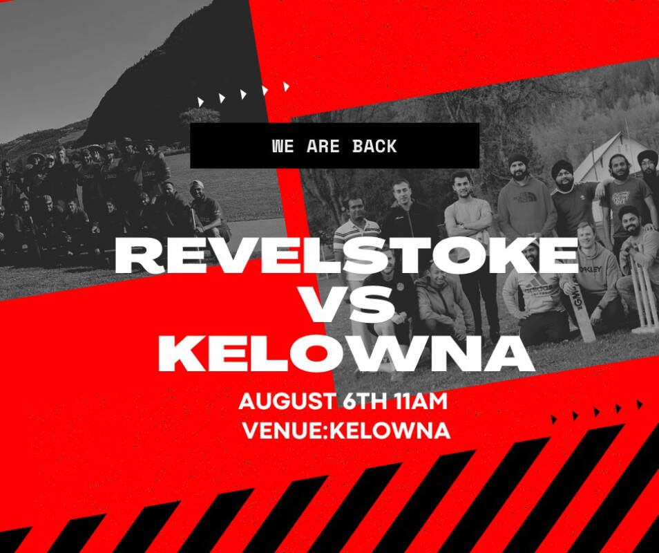 Revelstoke Cricket faces off against Kelowna on Saturday. (Photo courtesy of Matt Bramall)