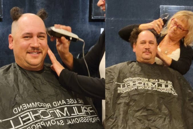 Neil Sheffer, executive member of Vernon’s Army, Navy and Airforce Veteran’s Club, pledged to shave his head if a certain fundraising threshold for the North Okanagan Hospice Society was met — which it was. (Submitted photo)