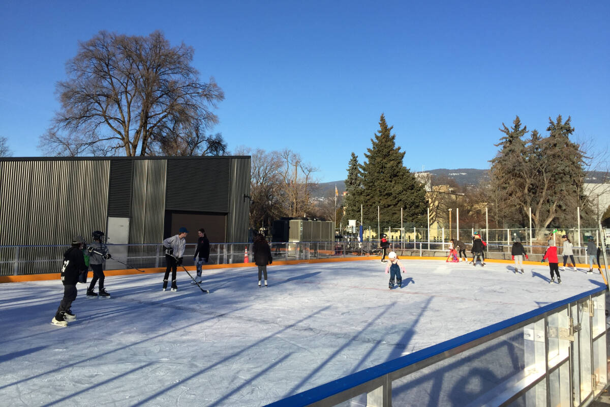 Pentictons new outdoor rink in February 2022, one day after the city declared the facility open. (Logan Lockhart- Western News)