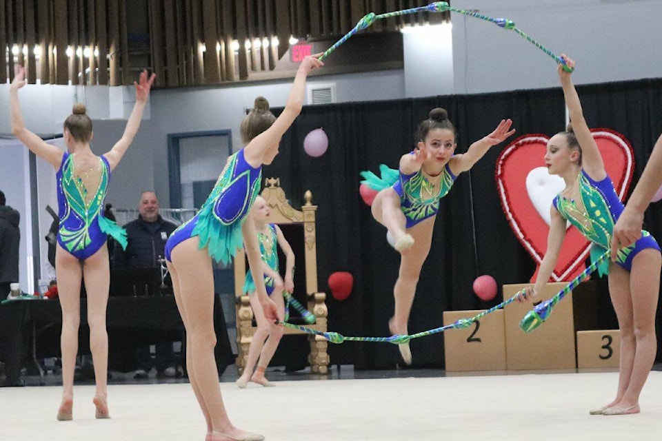 The Okanagan Rhythmic Gymnastics Club of Vernon played host to more than 140 athletes at the 22nd annual Queen of Hearts competition Jan. 28-29 at the Vernon Recreation Centre. (Bowen Assman/Morning Star staff)