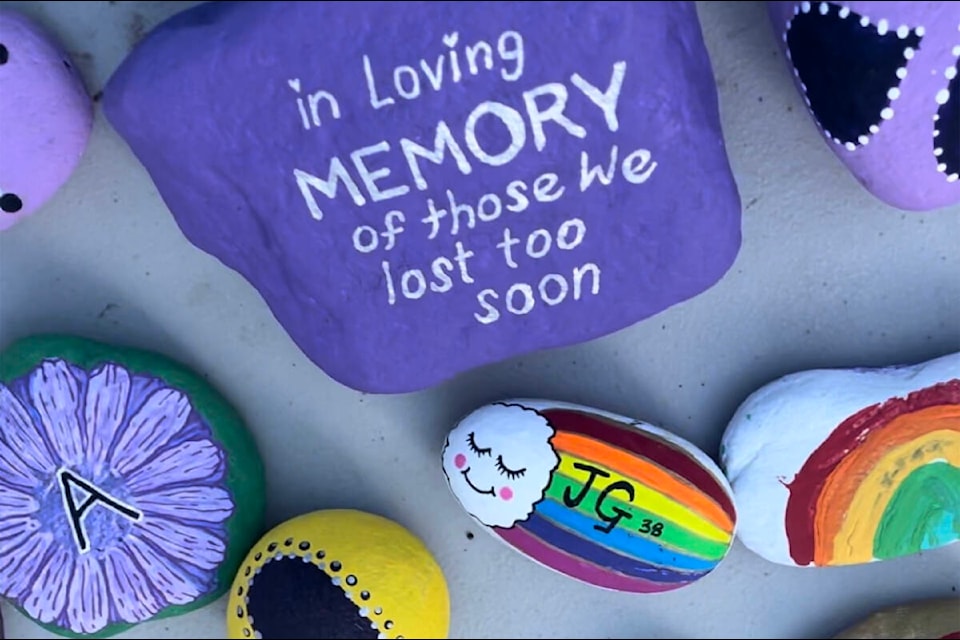 Protesters and advocates brought painted rocks in memory of friends and family they have lost to eating disorders. (Hollie Ferguson/News Staff)