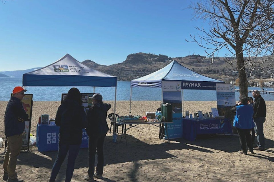 Tents set up on the beachfront from the RDNO and Allan Brooks Nature Centre (Bowen Assman- Morning Star).