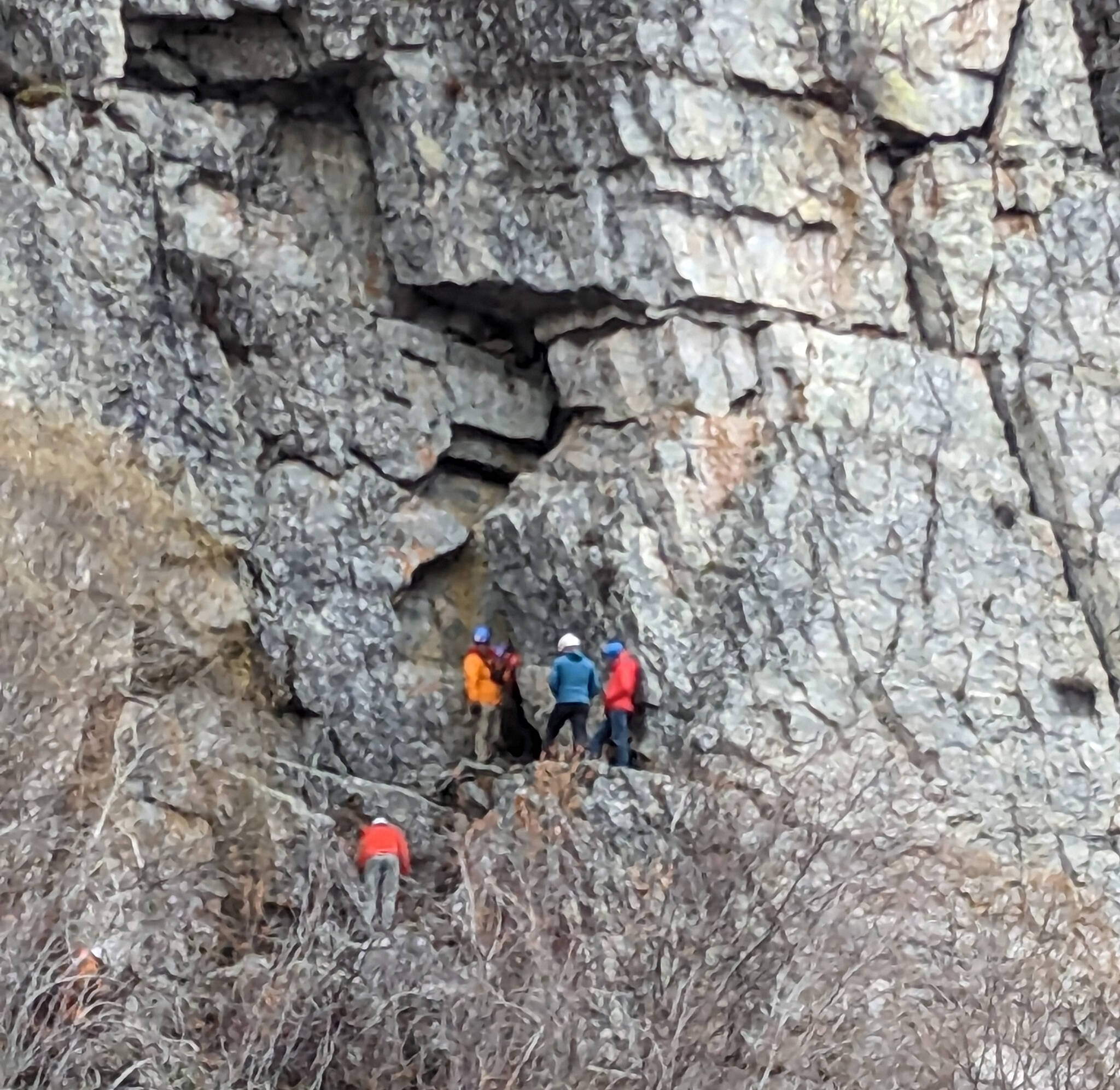 Around 15 Penticton and Area Search and Rescue and several climbers spent their Easter Sunday rescuing a climber who had broke his leg at Skaha Bluffs. (PENSAR)