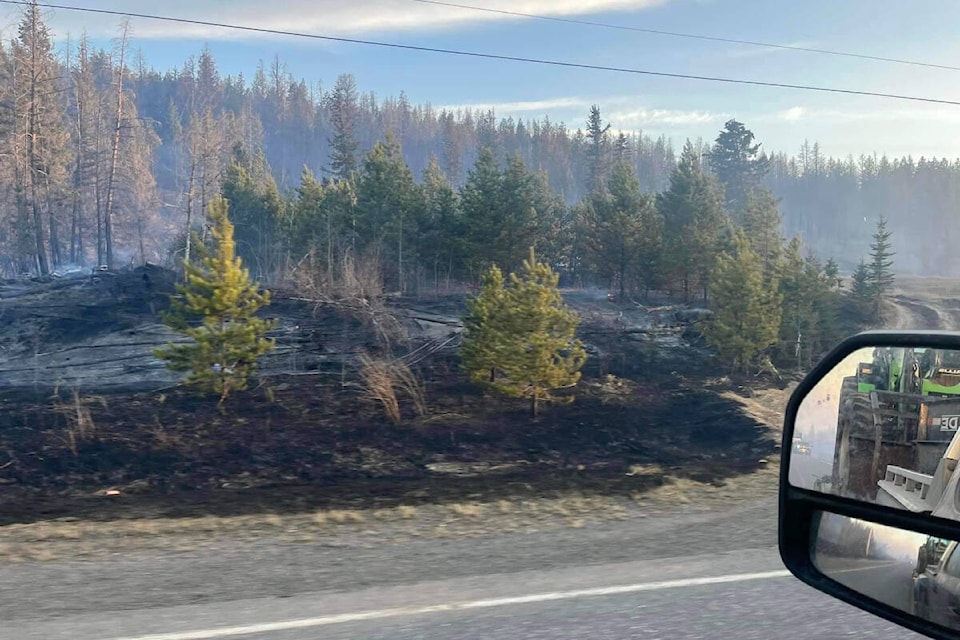 Downed power lines sparked a fire along Highway 20 April 26. (Juri Agapow photo)