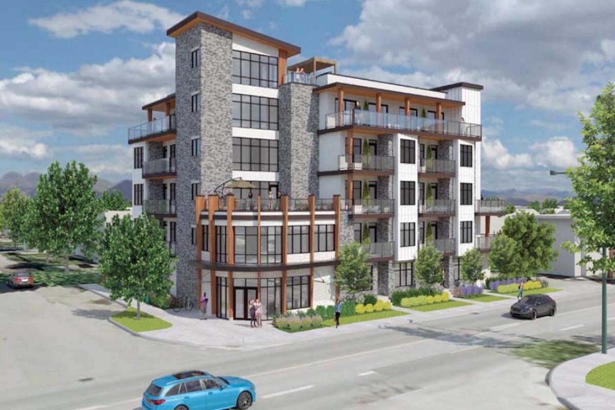 Conceptual rendering of a rental-only apartment project planned for 2343 Pandosy Street. (City of Kelowna)