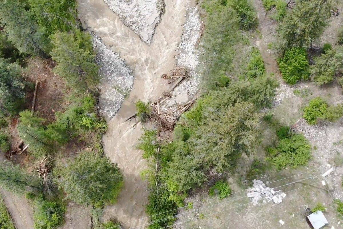 Drone footage from TSD members showcase the impact of flood waters on the creek bed. (Contributed)