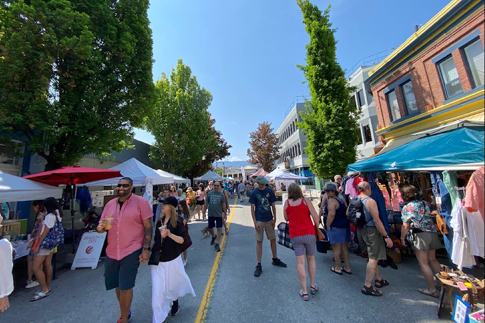 Penticton’s first Downtown Community Market in 2023 on Front Street on Saturday, May 20. (Logan Lockhart- Western News)