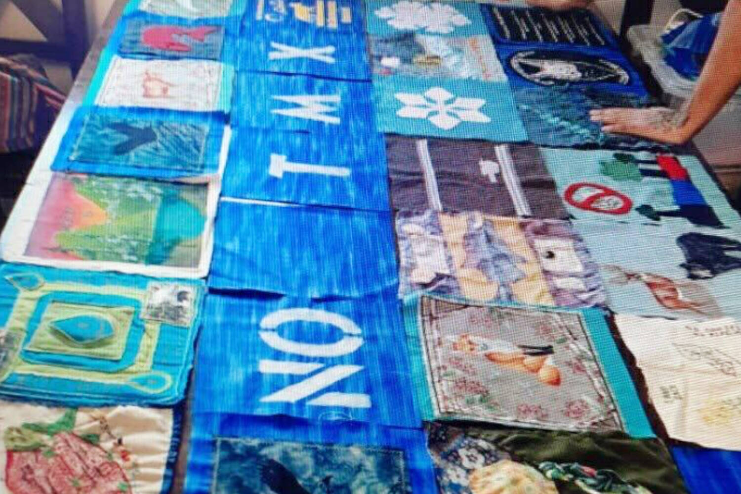 People as far away as Quebec contributed 10-inch squares for a quilt speaking out for clean water and against the twinning of the Trans Mountain Pipeline. (Photo contributed)