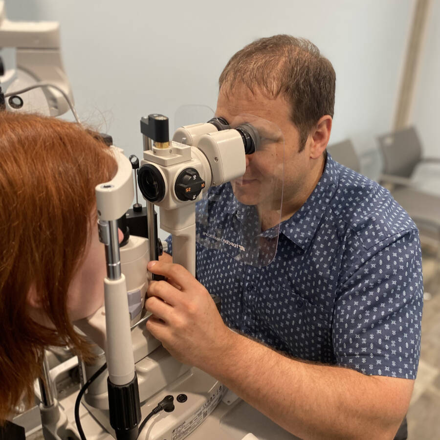 Dr. Aaron Barrie, with client.