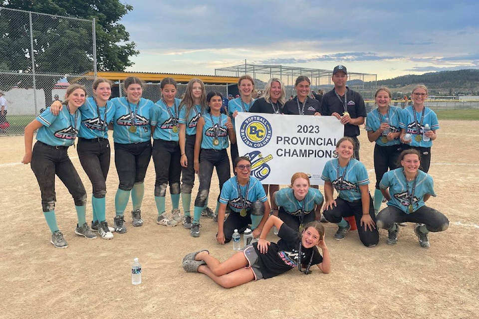 The provincial champion U15C softball Enderby Storm team, who had to win four straight games for the title. (Contributed)