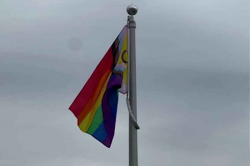 The pride flag, now up at Vernon City Hall and the Coldstream Cenotaph. (Bowen Assman - Morning Star)