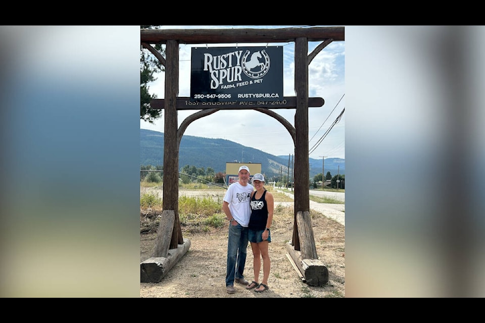 Rusty Spur owners Stuart Anderson (left) and Andrea Mann are excited about the shop’s new location in Lumby, now open. (Contributed)