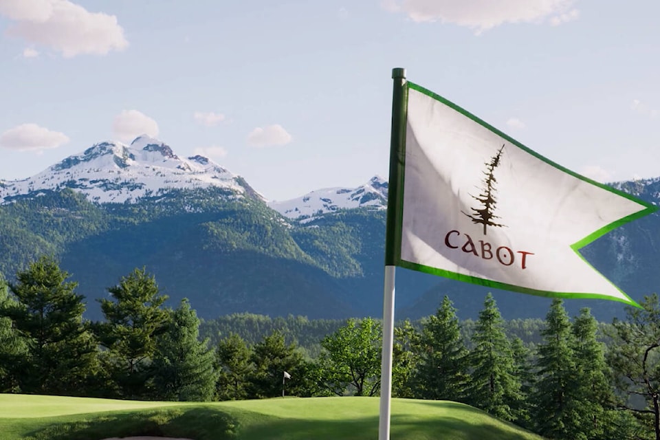 A rendering of a Cabot flag with Mt. Begbie in the background. (Cabot)