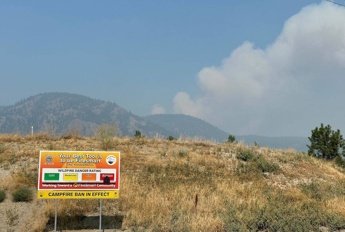 The McDougall Creek wildfire north of West Kelowna has been burning since Tuesday, Aug. 15. (Brittany Webster/Capital News)