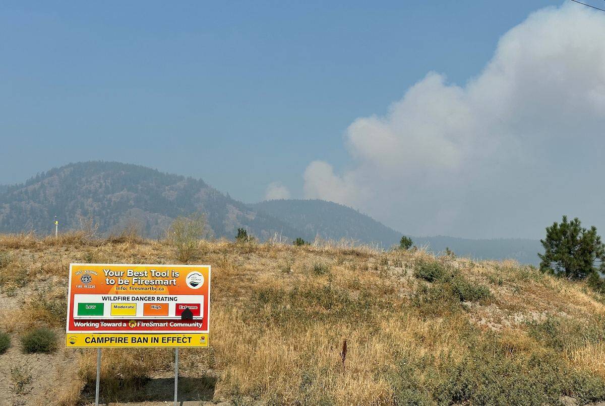 The McDougall Creek wildfire north of West Kelowna has been burning since Tuesday, Aug. 15. (Brittany Webster/Capital News)