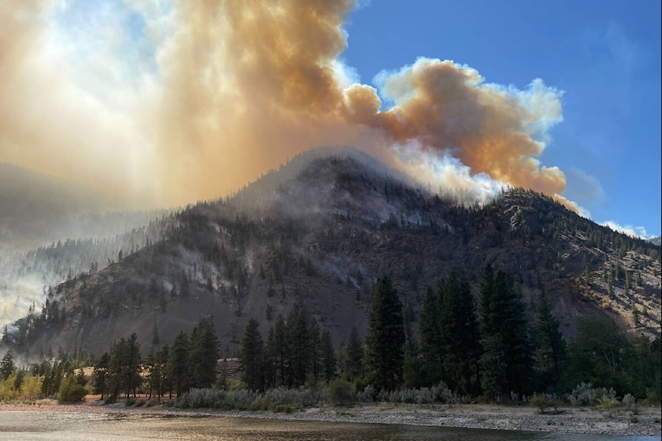 The Upper Park Rill Creek wildfire west of Okanagan Falls is now 200 hectares. (Brennan Phillips/Western News)