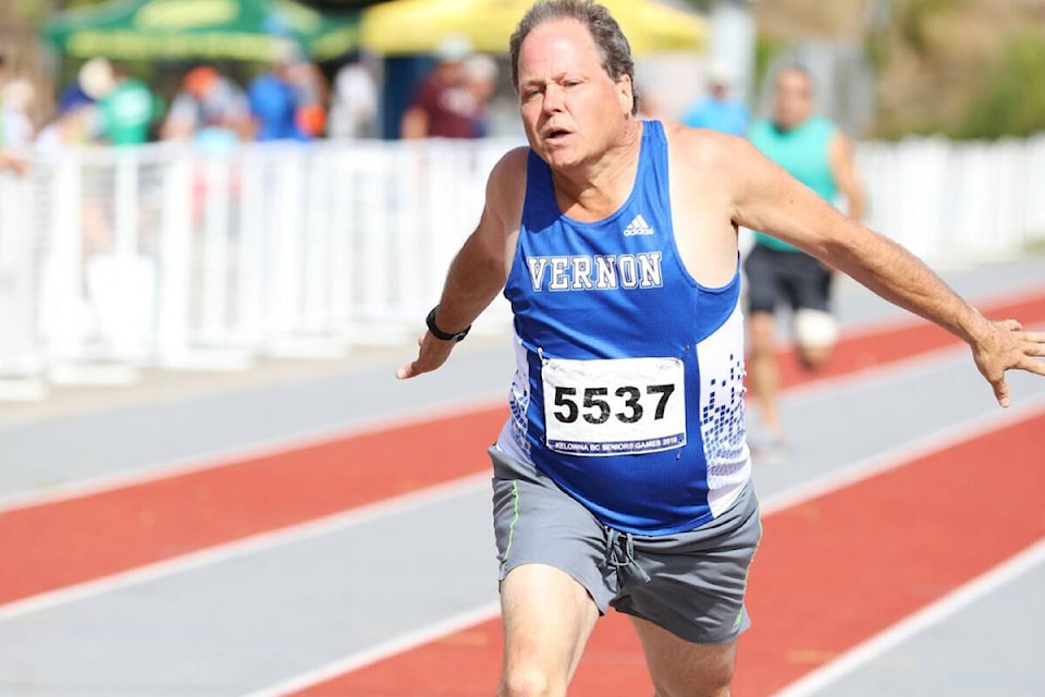 Coldstream’s Stephen Joyce won three track and field medals, including a pair of golds, at the 2023 B.C. 55+ Games in Abbotsford. (Facebook photo)