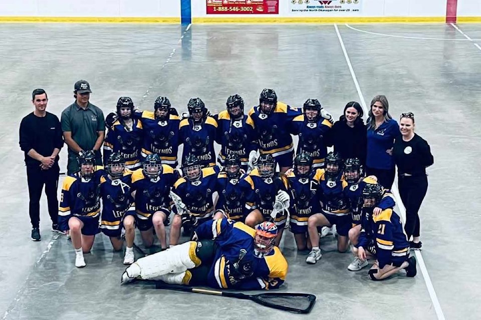 The North OkanaganLegends won gold in the U15 all-girls division at the Rock the House minor lacrosse tournament in Armstrong Sunday, May 11.