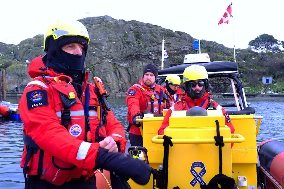 The Oak Bay crew left the Esquimalt Anglers Association boat launch and headed to their rescue location.