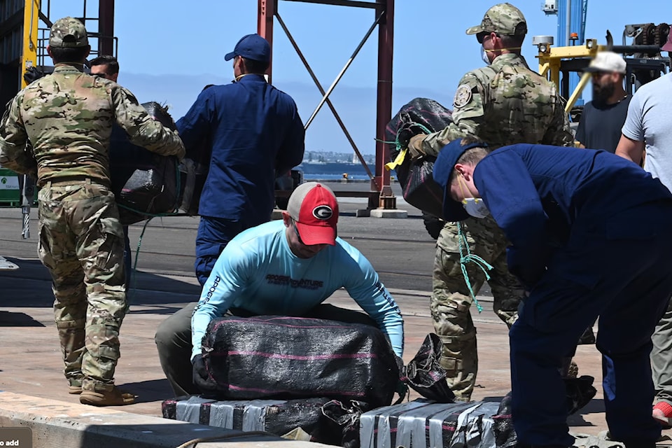 The U.S. Coast Guard and Royal Canadian Navy offload $44.2 million worth of drugs in San Diego.