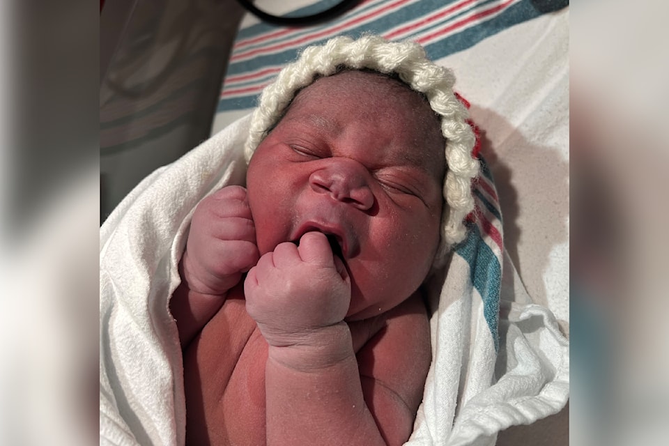 The newborn weights 8.3 pounds.