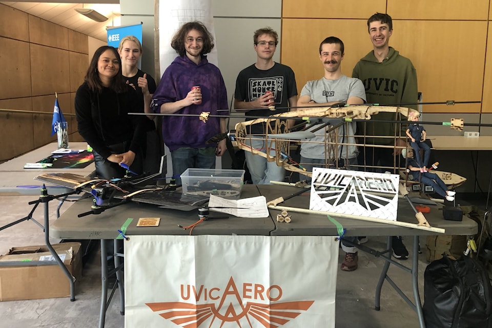 The 2023-2024 UVic Aero team with last year's project The Scarab. 