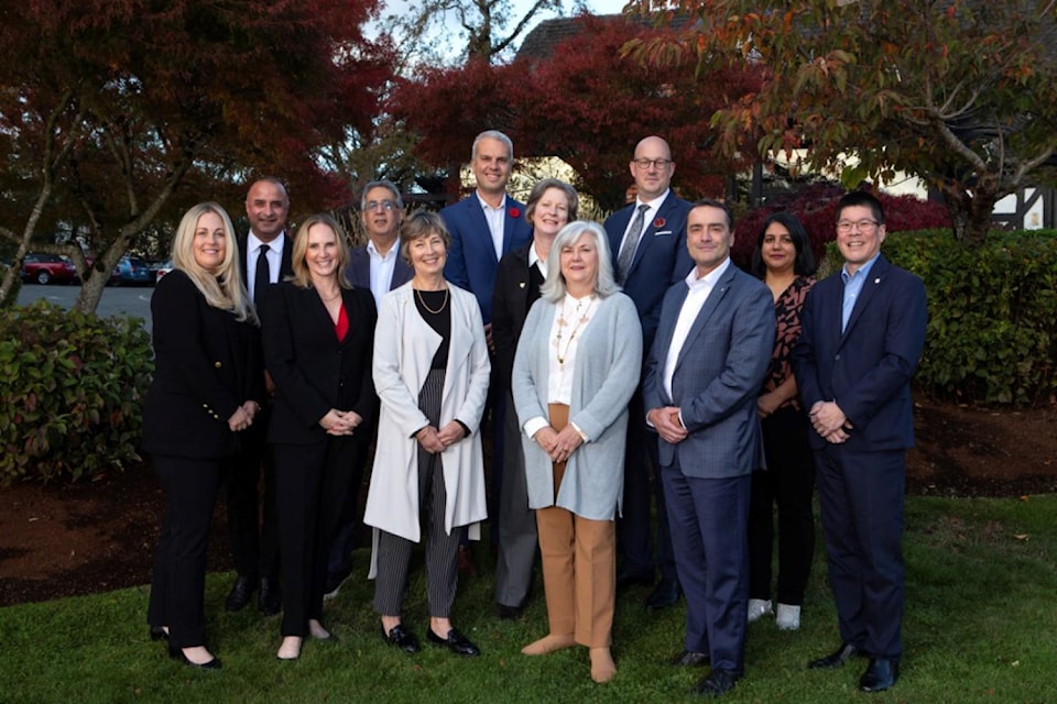 Victoria Hospitals Foundation CEO Avery Brohman (left) with the 2024-25 Board of Directors: Anup Grewal, Jessica Thomson, Jas Dusanj, Cynthia Smith, Marko Peljhan, Helen Wale, Joan Yates, Ryan O’Grady, Kendall Gross, Jagdeep Bawa, and Ian Wong.