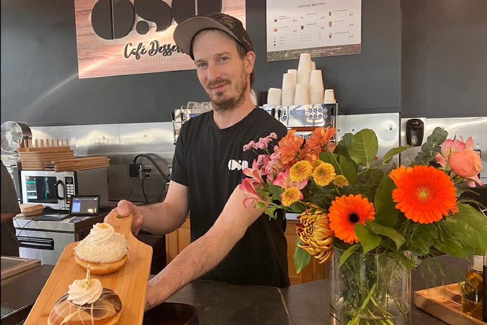 Atop the Bay Centre is a food court where doughnuts dipped in chocolate await shoppers at Oso Cafe Dessert in the food court.