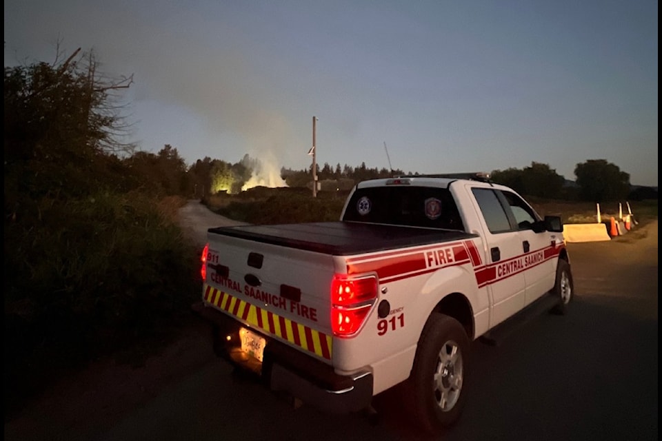 Central Saanich Fire Department truck at a yard waste facility in the Keating area. Sept. 5, 2024