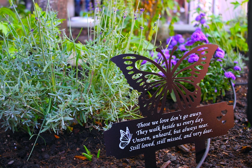 A memorial garden dedicated to those who died of a drug overdose.