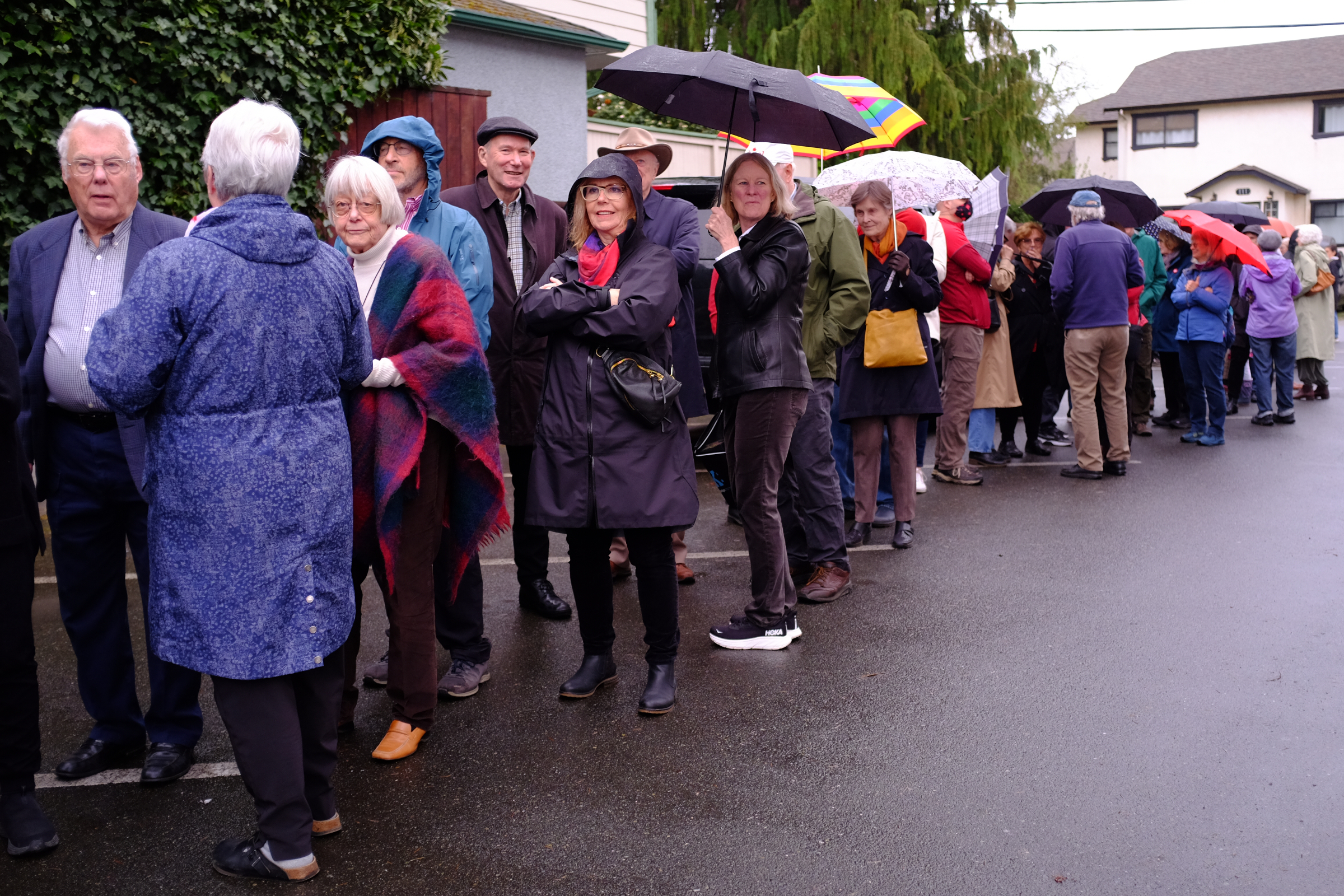 Hundreds gathered outside the Victoria Edelweiss Club to see Mark Carney during his first visit to B.C. since the federal election campaign began 14 days ago.