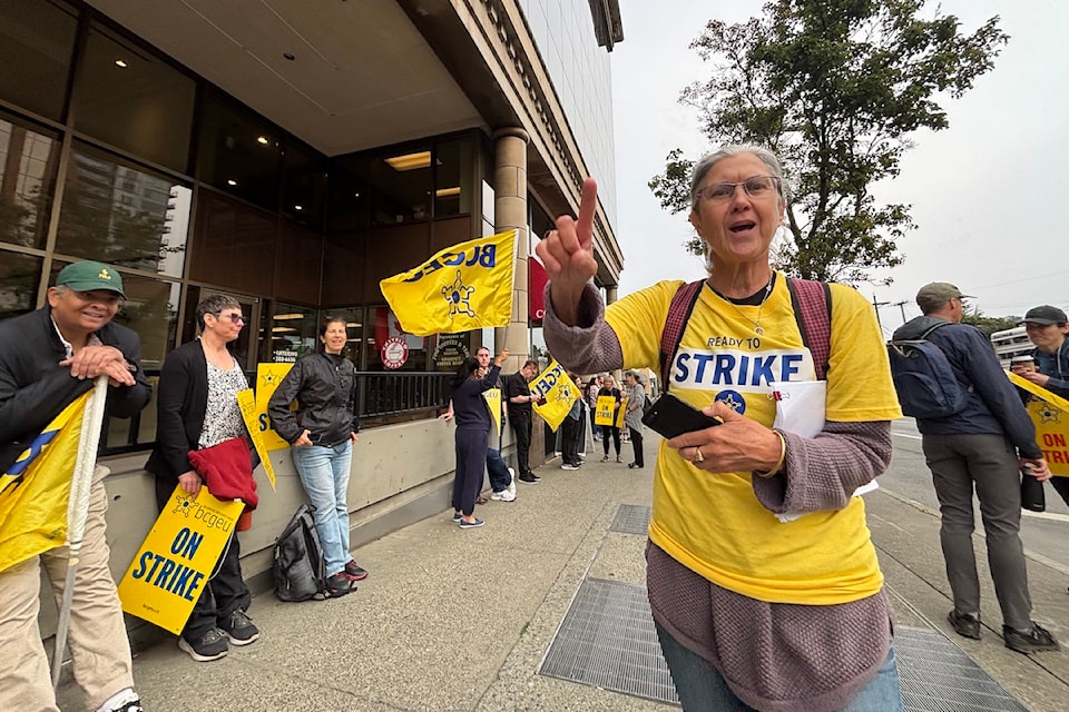 B.C. General Employees Union walk along Douglas Street.