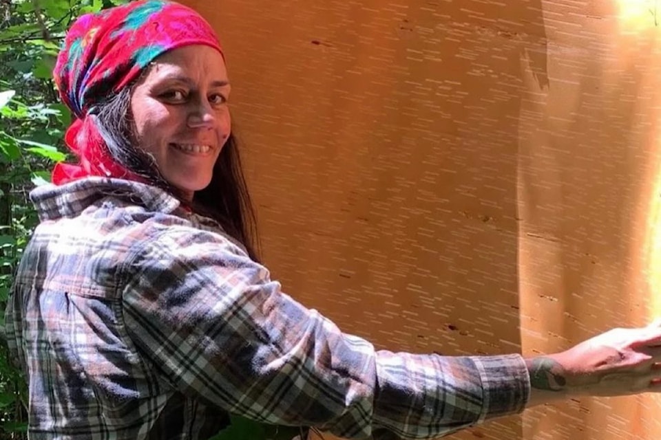 Ojibway artist Helen Pelletier’s Wiigwas Manidoog: Visiting Lekwungen Territories – which includes winter birch bark etchings and contemporary designs such as backpacks, hats, and skirts – is on display at the Aunty Collective Gallery in Victoria from Feb. 28 to April 19. 