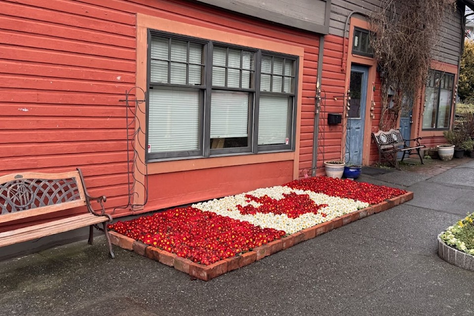 A Canadian flag garden display took shape at Oneness Heart Park. 