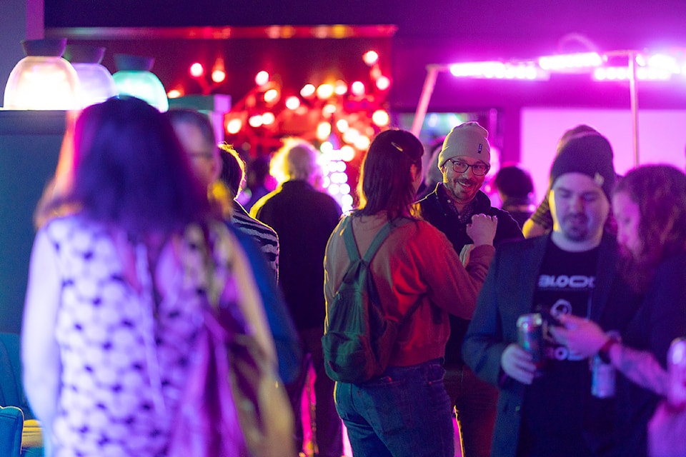 The film enthusiasts mingle as the Victoria Film Festival launched its 2025 film line up at the Monkey C Artcade in Victoria.