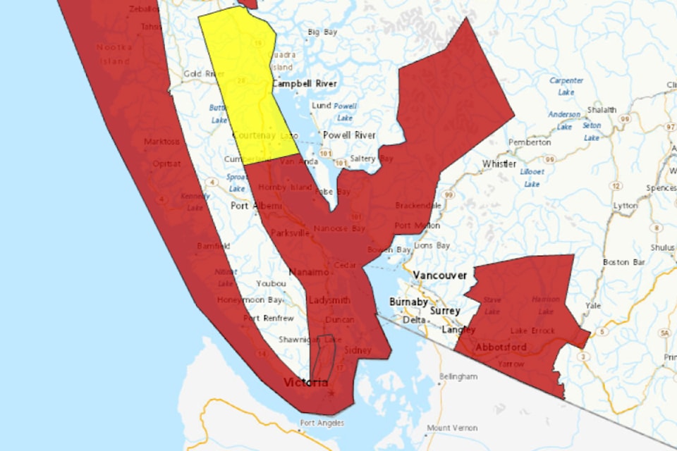 Environment Canada warns of two rounds of snow over two days for much of Vancouver Island starting Feb. 3. 