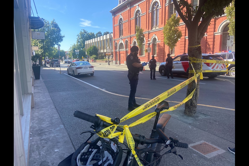 Pandora Avenue is closed as the Victoria Police Department responds to an incident.