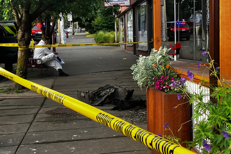 Victoria fire crews investigate in the early hours of June 12 after an overnight fire at a Quadra Village business.