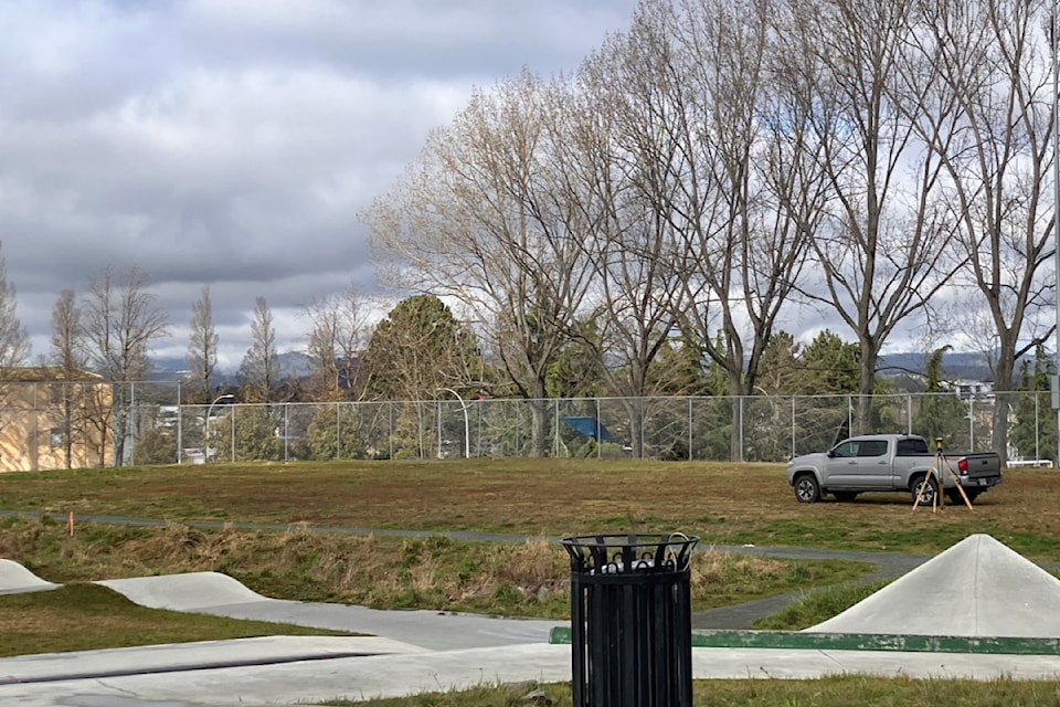 Surveying begins March 5 for the future pickleball courts in Victoria's Topaz Park.