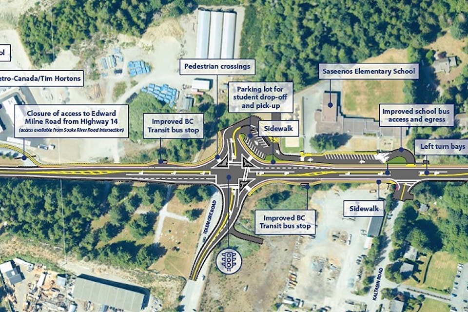 With construction expected to start in the fall, new improvements to Sooke Road near Idlmore Street is expected to improve traffic flow and safety.