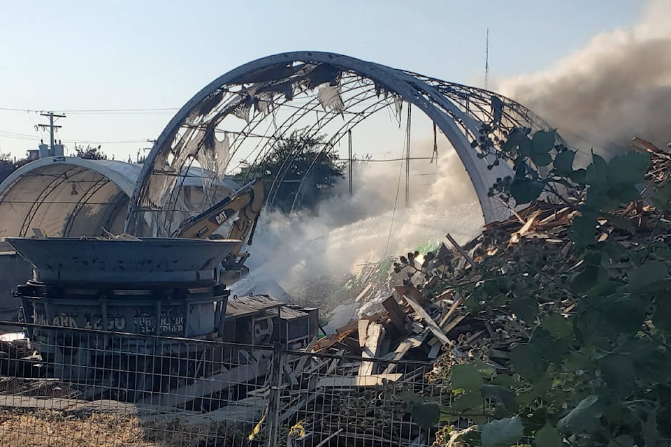 Victoria Fire Department responded to a large blaze at Ellice Recycling Friday (July 7). (Courtesy Christina Flores) 