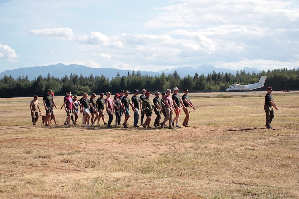 The first Roto of this year’s Operation Pegasus Jump marches to the drop zone to receive their wings. Photo by Marc Kitteringham/Campbell River Mirror 