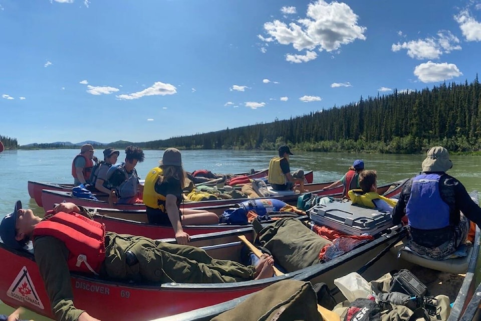 The 5th Garry Oak Scouts group enjoys eight days paddling and camping Teslin and Yukon rivers. (Courtesy 5th Garry Oak Scouts) 
